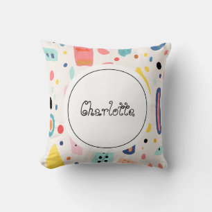 Almofada Menina Nome Cutie Aquarela Boho Personalizada