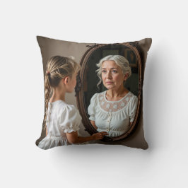 Almofada Menina olhando para o Reflexão da Velha