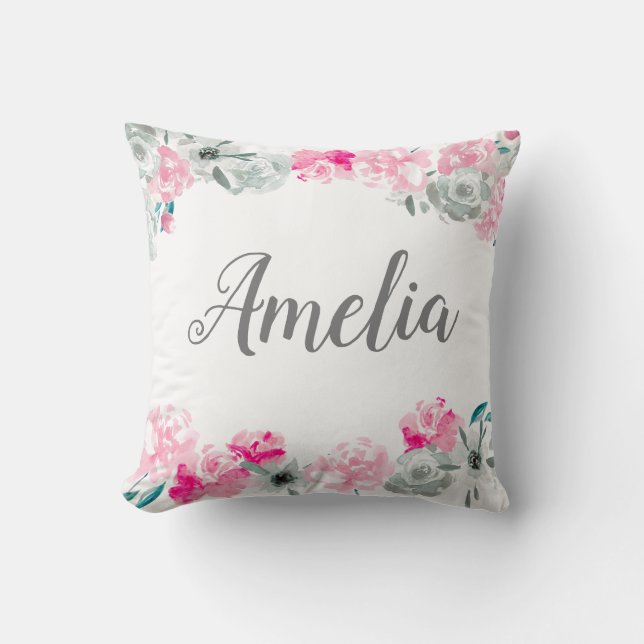 Almofada Menina personalizada| Boho Watercolor (Frente)