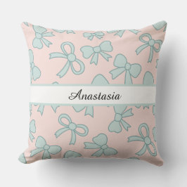 Almofada Menina Personalizada Cute Lindo Laço Nome Rosa Azu