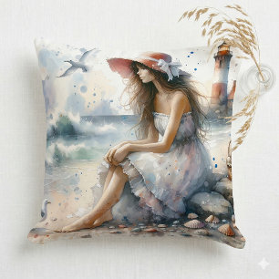 Almofada Menina Romântica aquarela pelo Farol