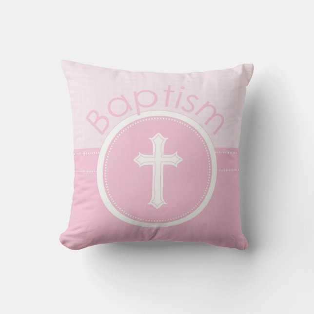 Almofada Menina rosa e personalizável, criança de Deus bati (Frente)