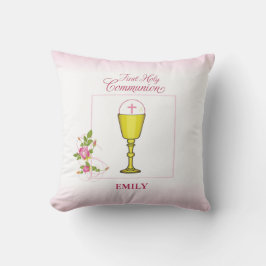 Almofada Menina Rosa Primeira Comunhão Sagrada, Chalice, An