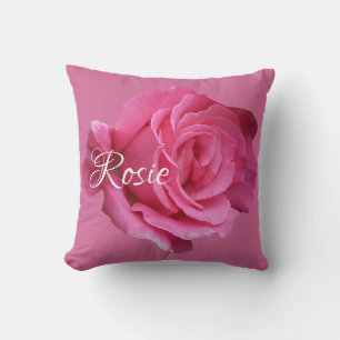 Almofada Menina Rosie name rosa rosa fofo personalizável