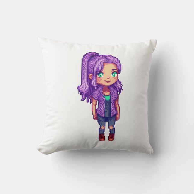 Almofada Menina roxa-branca (Frente)