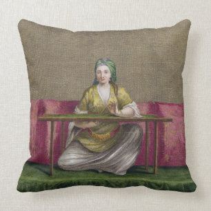 Almofada Menina turca, bordando, século XVIII (engravin