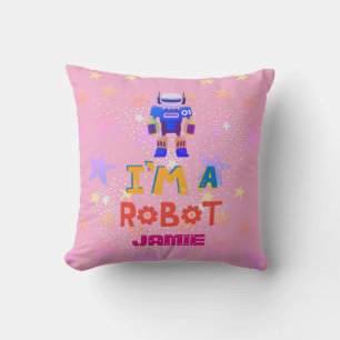 Almofada Meninas Adoram Robôs De Cartoon Rosa Chamado