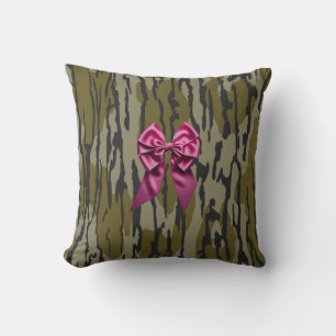Almofada Meninas Camo Laço Rosa Camuflagem Fundo
