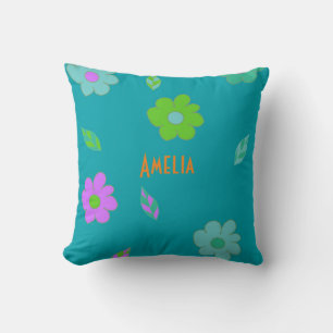 Almofada Meninas Coloridas Bonitas Flor Retroativo