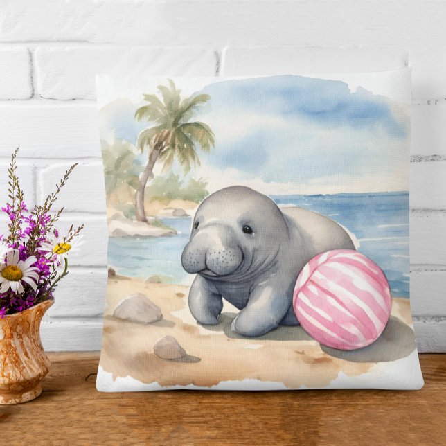 Almofada Meninas Cute Manatee (Criador carregado)