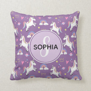 Almofada Meninas Cute Monogramas Roxos Filhos de Padrão Un