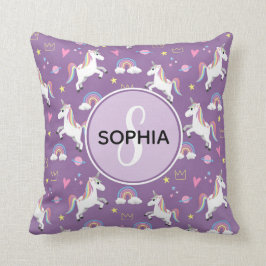 Almofada Meninas Cute Monogramas Roxos Filhos de Padrão Uni
