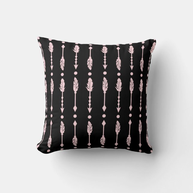 Almofada Meninas Flechas Rosa e Preto Boho Chic Decoração d (Frente)