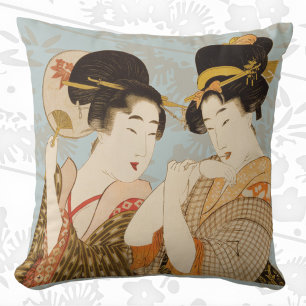 Almofada Meninas Geishas Japonesas Vintage em Kimonos