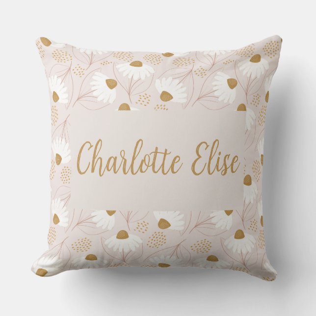 Almofada Meninas personalizadas decorativas cor-de-rosa flo (Frente)