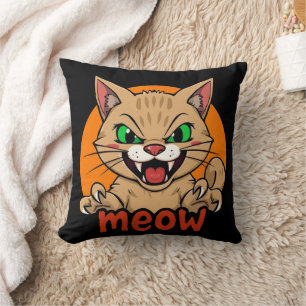 Almofada "Meow Assustador: O Gato Feroz"