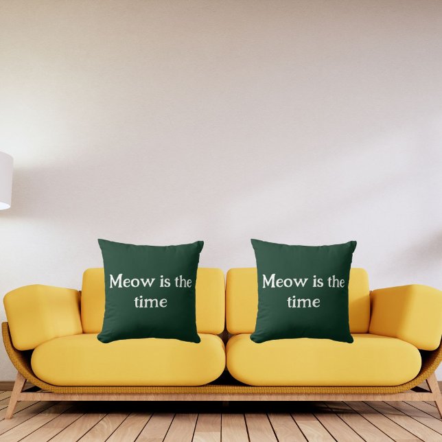 Almofada Meow É A Época Engraçada, Retro Animal Bonito Verd (Criador carregado)