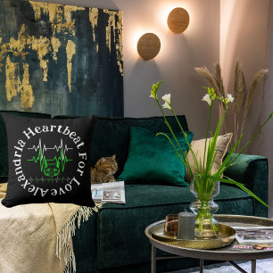 Almofada Meow Hearbeat Para Amor Engraçado Negro Moderno