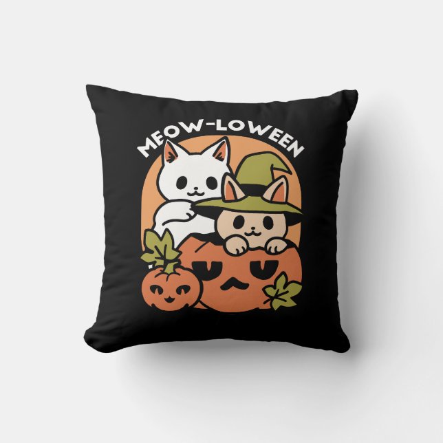 Almofada Meow-Loew - Festivo Halloween Design (Frente)