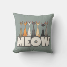 Almofada Meow Peeking Cats Sage Green Funny Cat Graphic Art