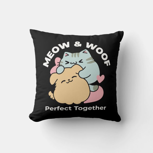 Almofada Meow & Woof Perfect Toga - Gato e Cachorro Bonitos (Frente)