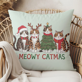 Almofada Meowy Catmas Funny Holiday Cats - Christmas Decor