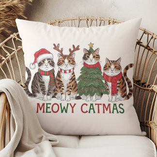 Almofada Meowy Catmas Funny Holiday Cats - Christmas Decor