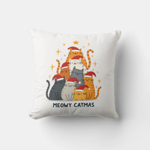 Almofada Meowy Catmas Gato Natal Árvore de Natal (4)