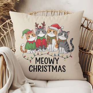 Almofada Meowy Christmas Funny Cats - Cute Holiday