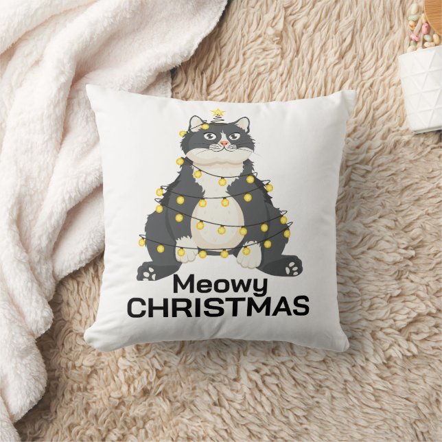 Almofada Meowy Christmas Funny Festive Cat Animal Lover (Cobertor)
