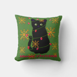 Almofada Meowy Christmas | presente para amantes de gatos |