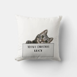 Almofada Meowy Christmas Throw Pillow – Holly Paws Holiday