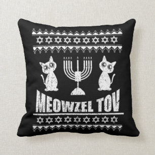 Almofada Meowzel Tov Chanukah, dono judeu do gato Hanukkah