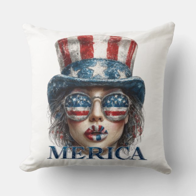Almofada Merica Girl, 4 de julho Gelam Girl com estrelas (Frente)