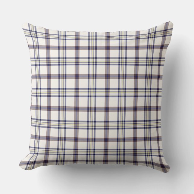Almofada Merino White and Blue Zodiac Plaid (Frente)