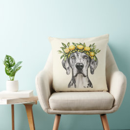 Almofada Merle Great Dane Dog Lemon Crown