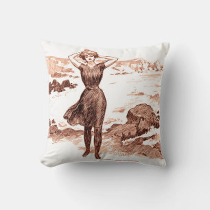 Almofada Mermaid Beach Gibson Girl Victorian Antiguidade