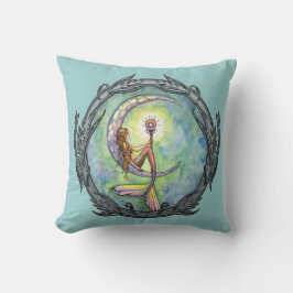 Almofada Mermaid Moon Fantasy Art Travesseiro decorativo