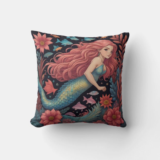 Almofada Mermaid - Oceano Negro (Frente)