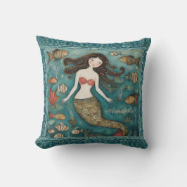 Almofada Mermaid Watercolor Personalizada