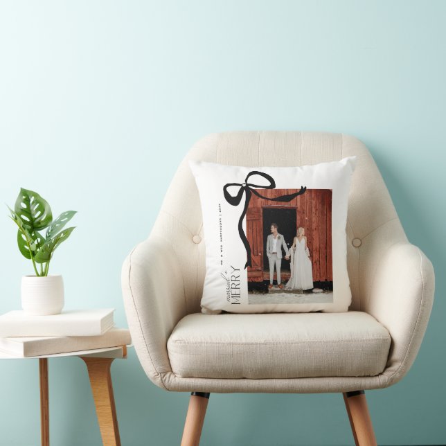 Almofada Merry and Married Script 2 Fotos Arco de Natal (Cadeira)