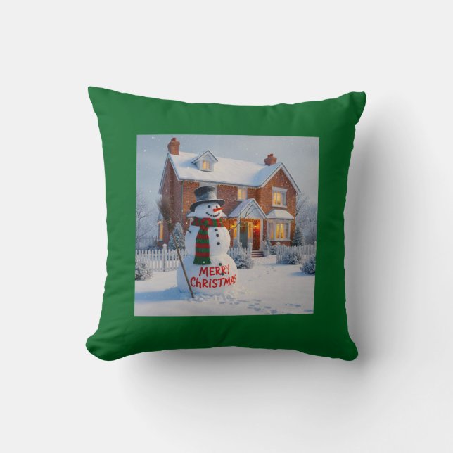 ALMOFADA MERRY CHRISTMAS BIG SNOWMAN WINTER SCENE (Frente)