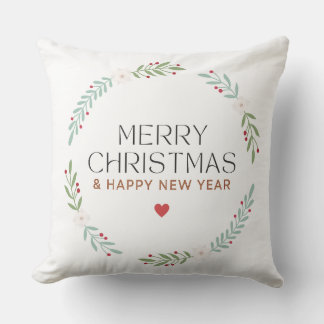 Almofada Merry Christmas Botanical Wreath Pillow Cover