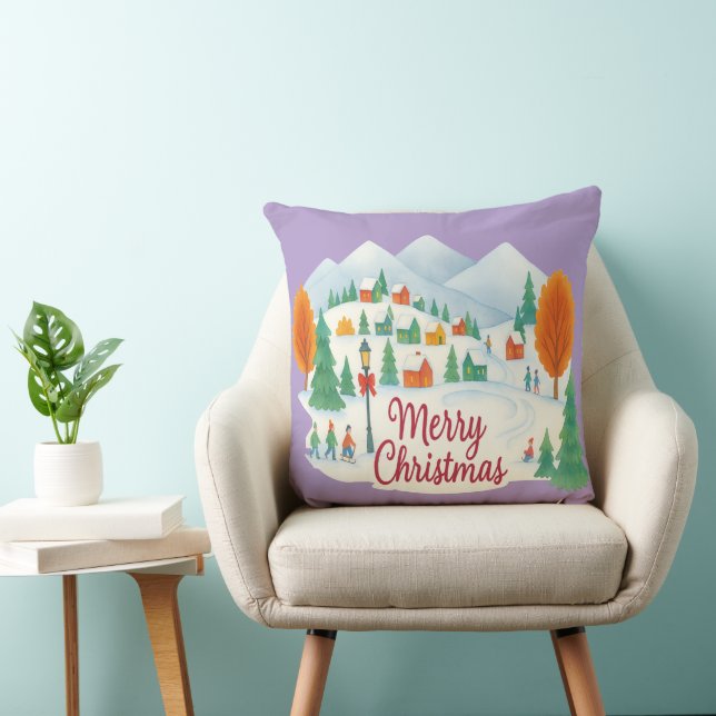 Almofada Merry Christmas Cozy Winter Holiday Throw Pillow (Cadeira)