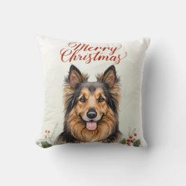 Almofada Merry Christmas Dog Festive Living Room Throw 