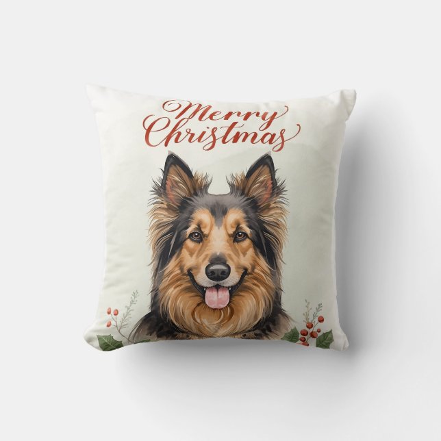 Almofada Merry Christmas Dog Festive Living Room Throw  (Frente)