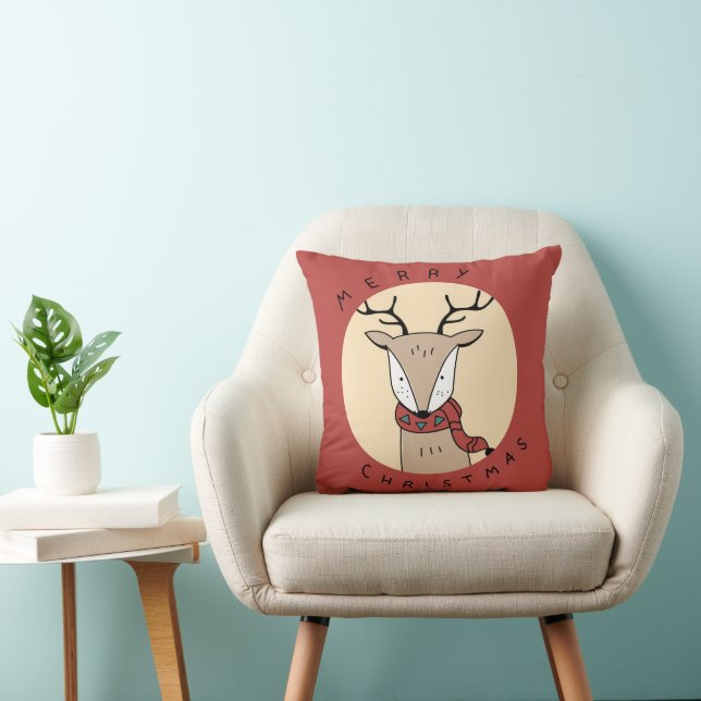 Almofada Merry Christmas Reindeer com Scarf com Luzes (Cadeira)