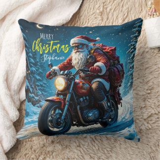 Almofada Merry Christmas Santa Clause On Motorcycle 