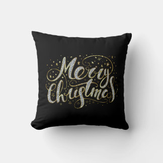 Almofada Merry Christmas White Glitter Typografia T-Shirt