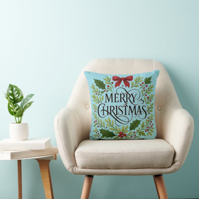 Almofada Merry Christmas Wreath Throw Pillow (Cadeira)